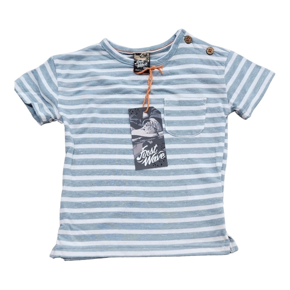 Dillard’s Girls First Wave striped T-shirt light blue.